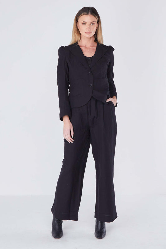 Moore Linen Trousers - Black