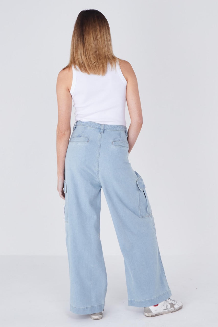 Dante Cargo Pants - Light Wash Denim
