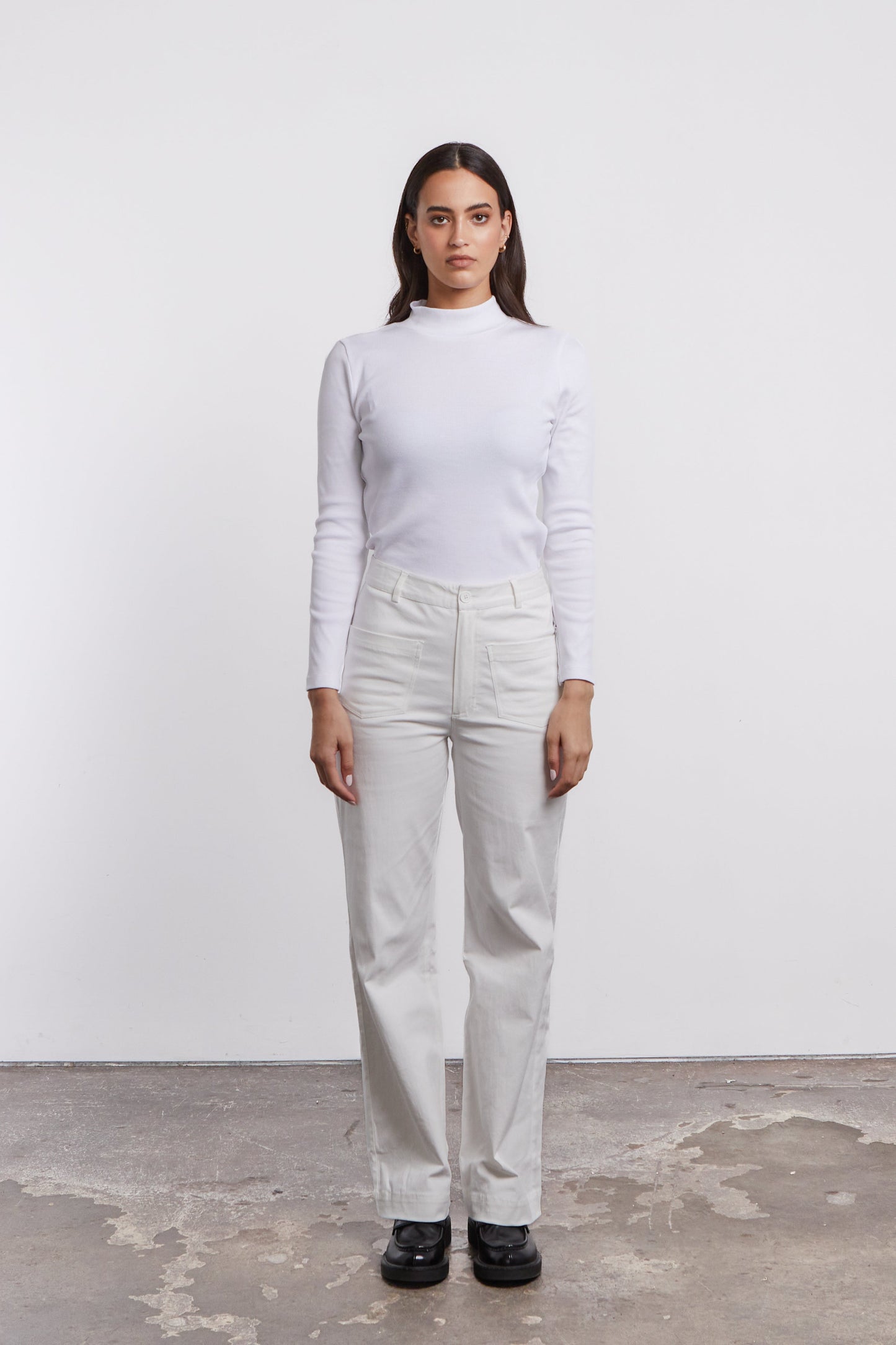 Edison Mock Neck Top - White
