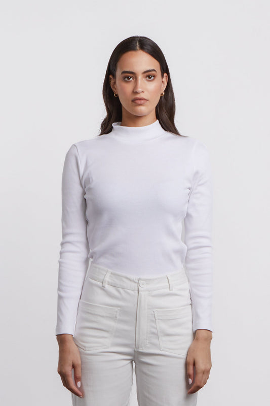 Edison Mock Neck Top - White