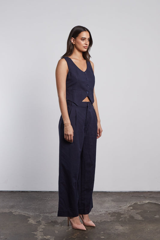Moore Linen Trousers - Navy