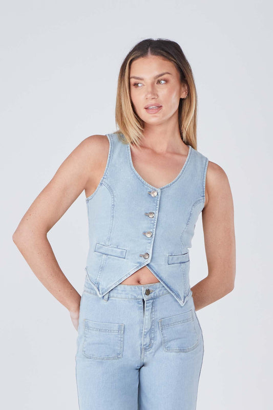 Harper Denim Vest - Light Wash