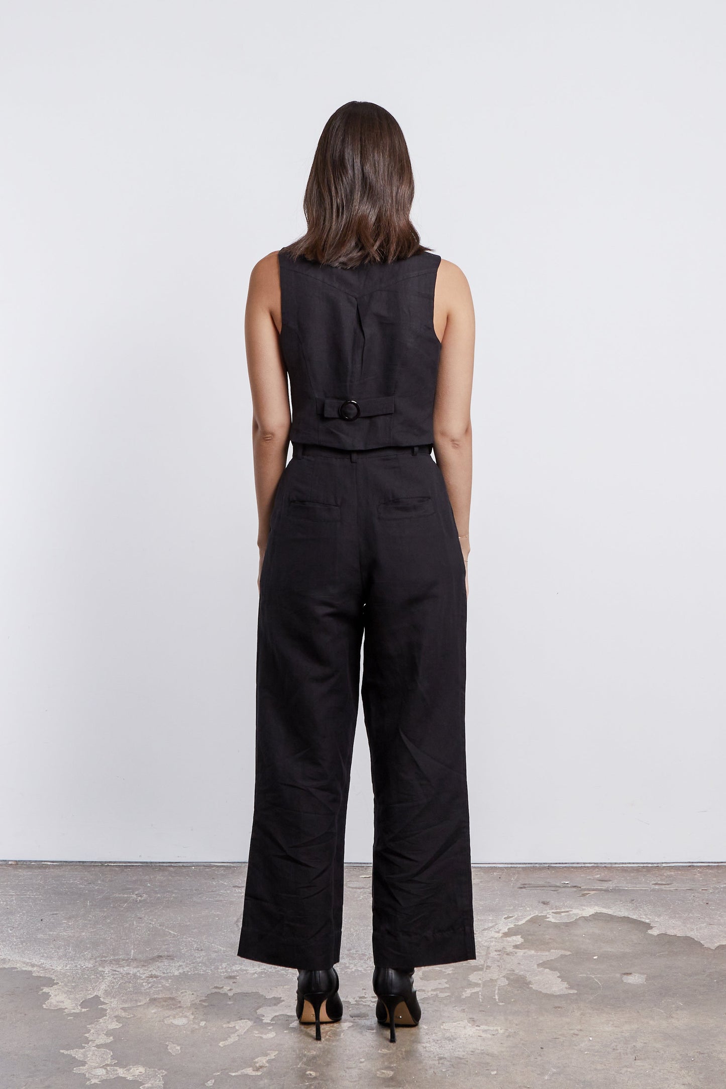 Harper Linen Vest - Black