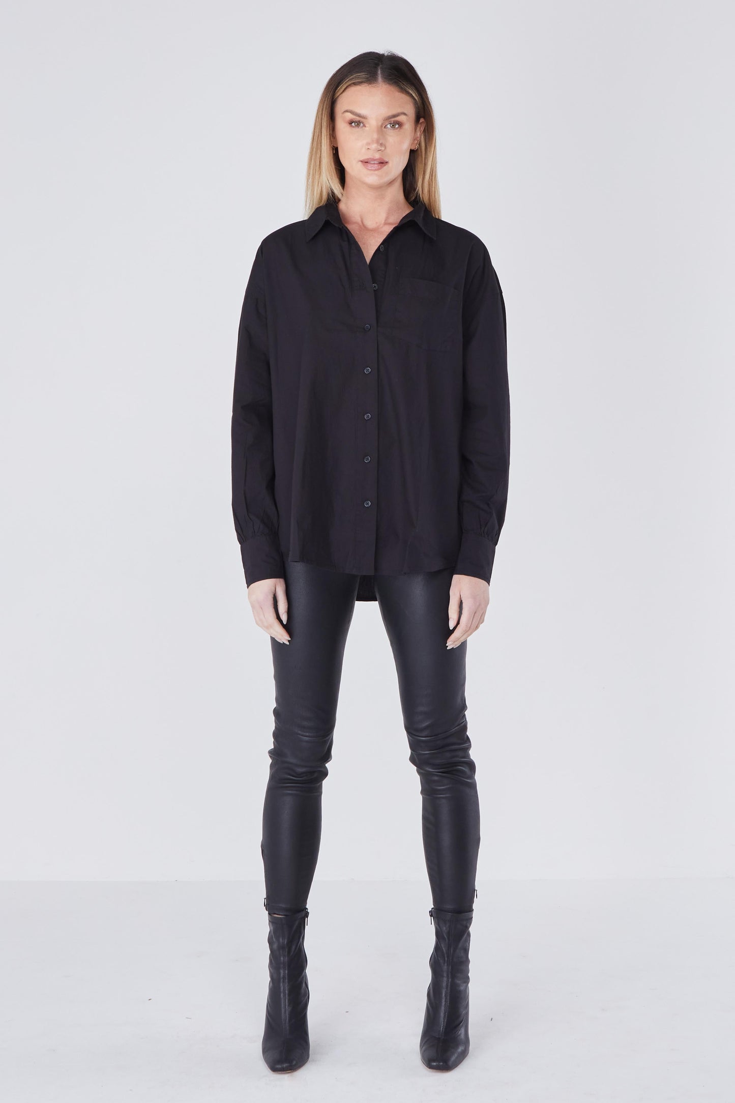 Joliet Oversized Boyfriend Shirt - Black