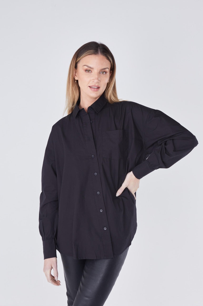 Joliet Oversized Boyfriend Shirt - Black
