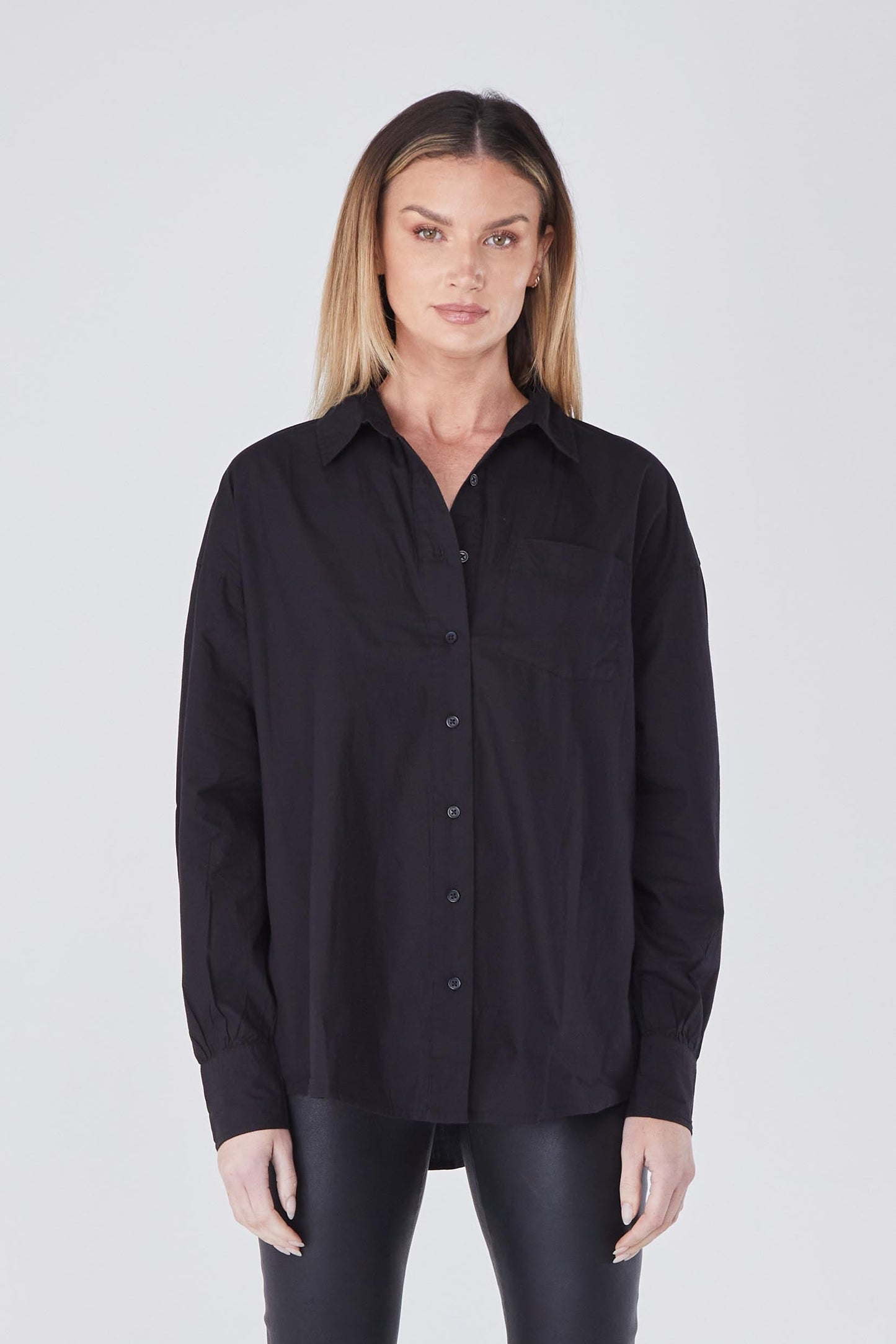 Joliet Oversized Boyfriend Shirt - Black