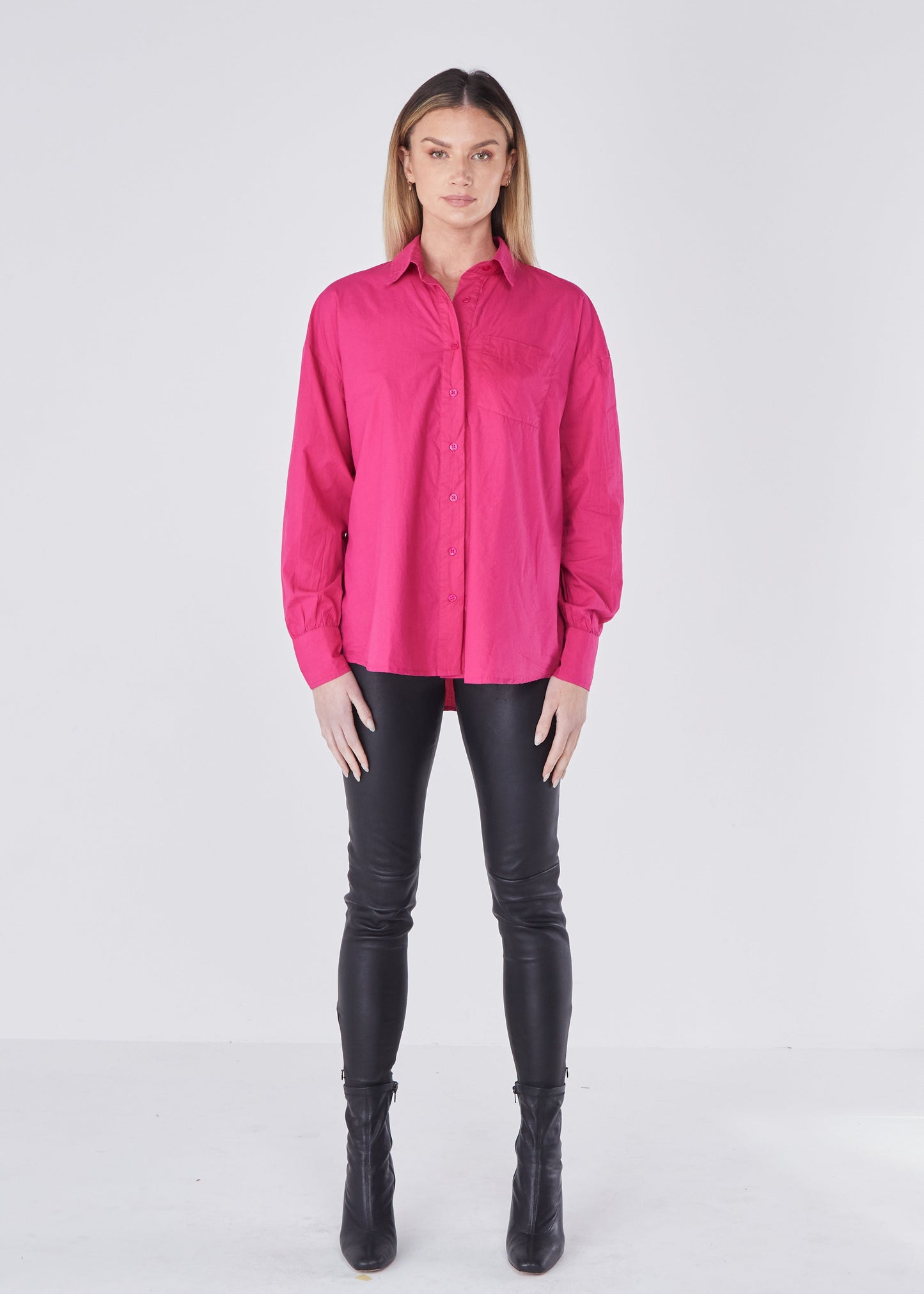 Joliet Oversized Boyfriend Shirt - Dragon fruit