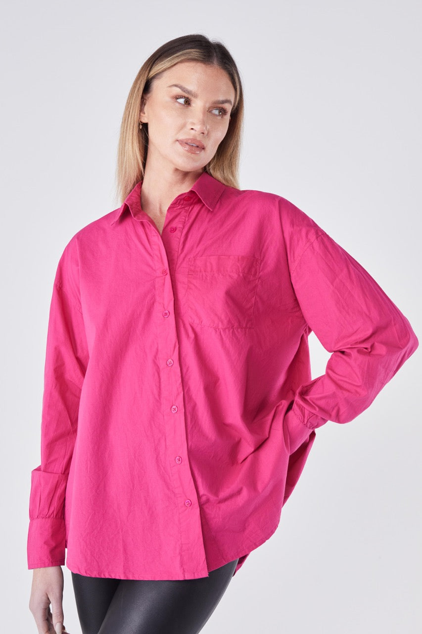 Joliet Oversized Boyfriend Shirt - Dragon fruit