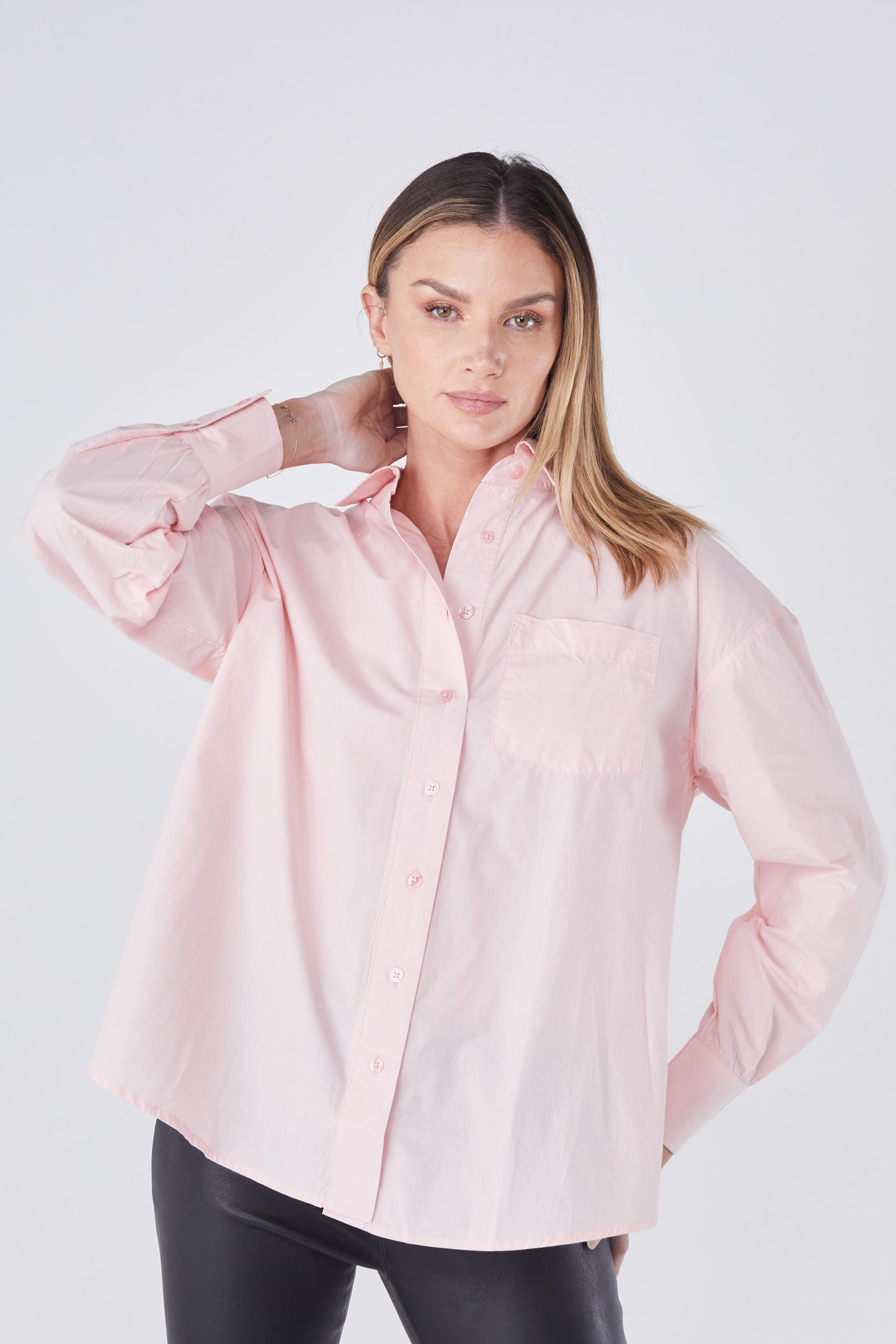 Joliet Oversized Boyfriend Shirt - Rose Quartz