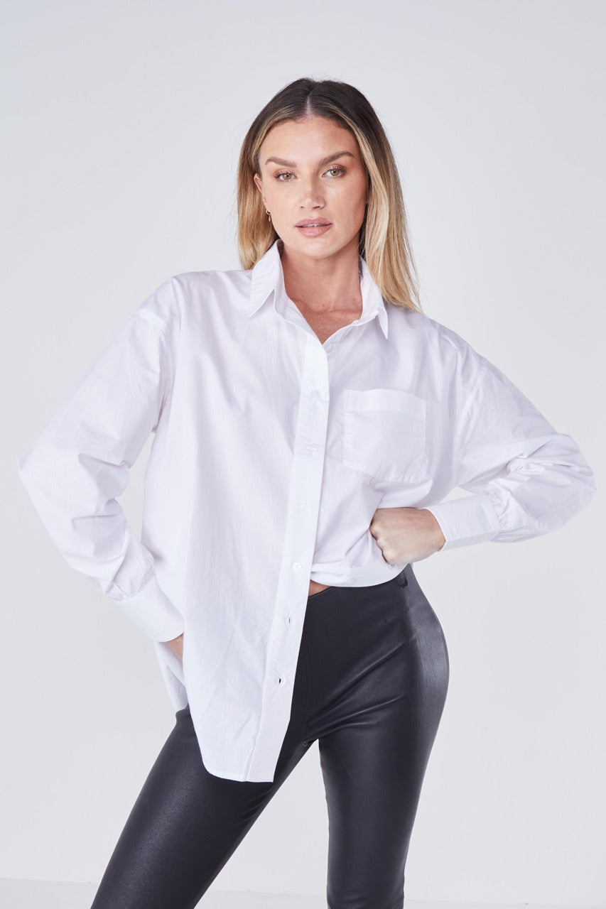Joliet Oversized Boyfriend Shirt - White