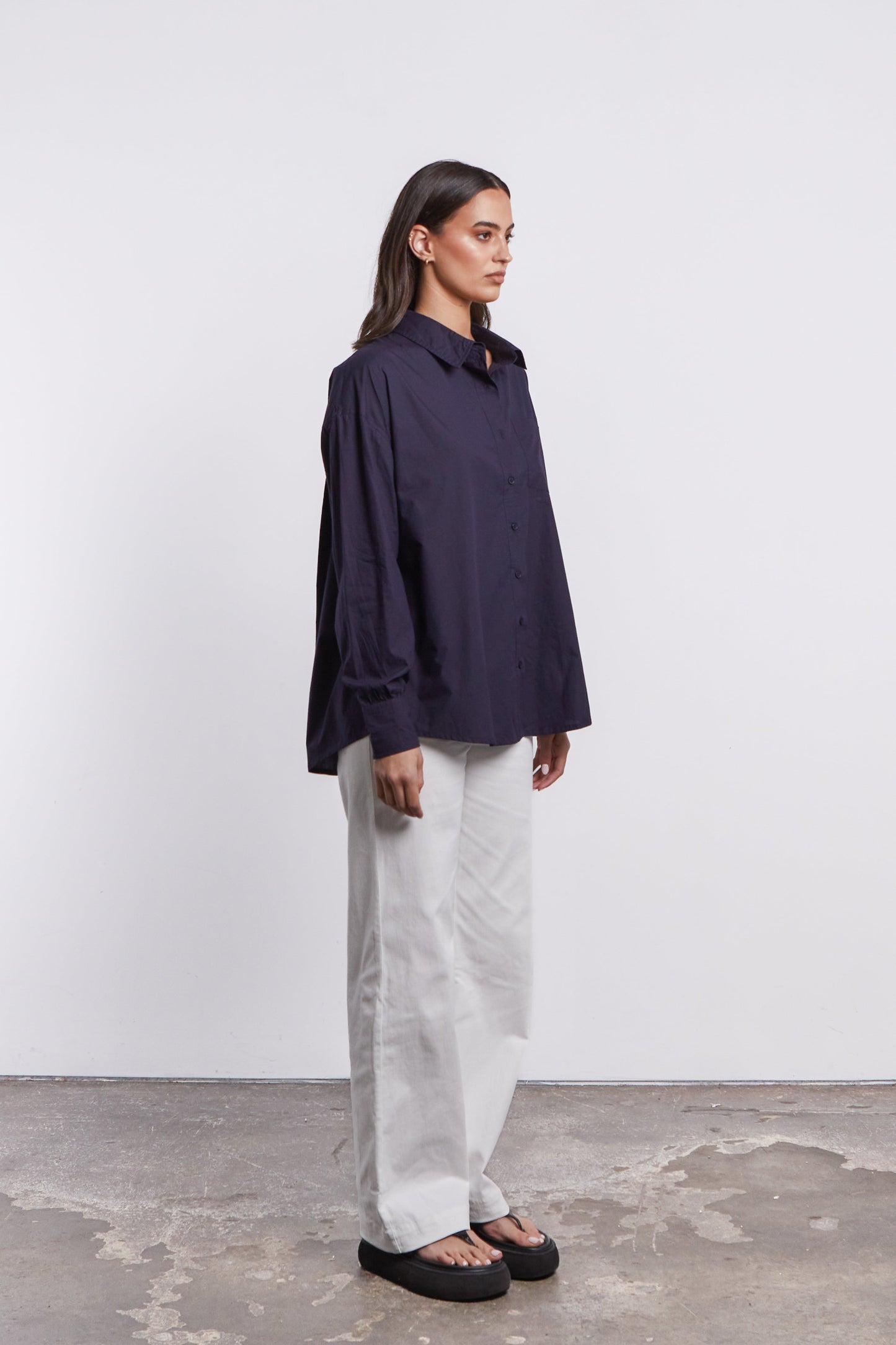 Joliet Oversized Boyfriend Shirt - Navy