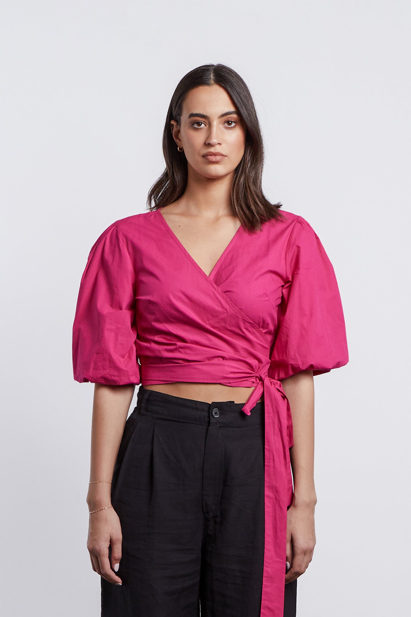 Libby Wrap Top - Dragon fruit