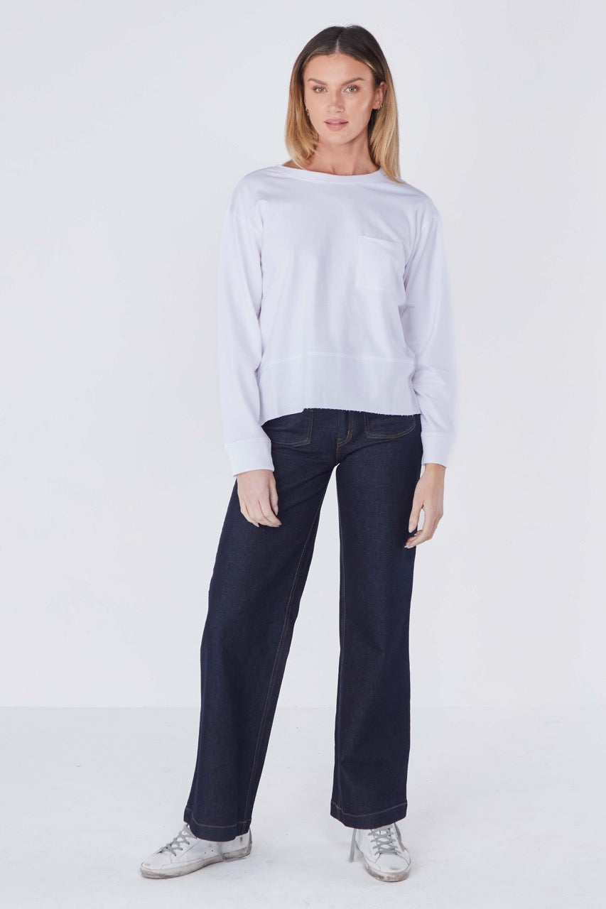 New Jersey Terry Cotton Sweater - White