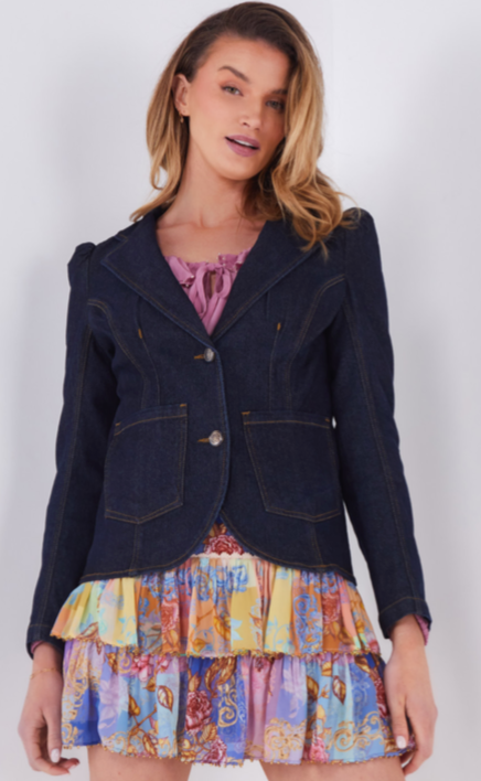 Alison Denim Blazer - Dark Wash