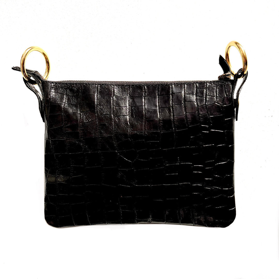 Kali Label Nina Crossbody Bag Black Croc