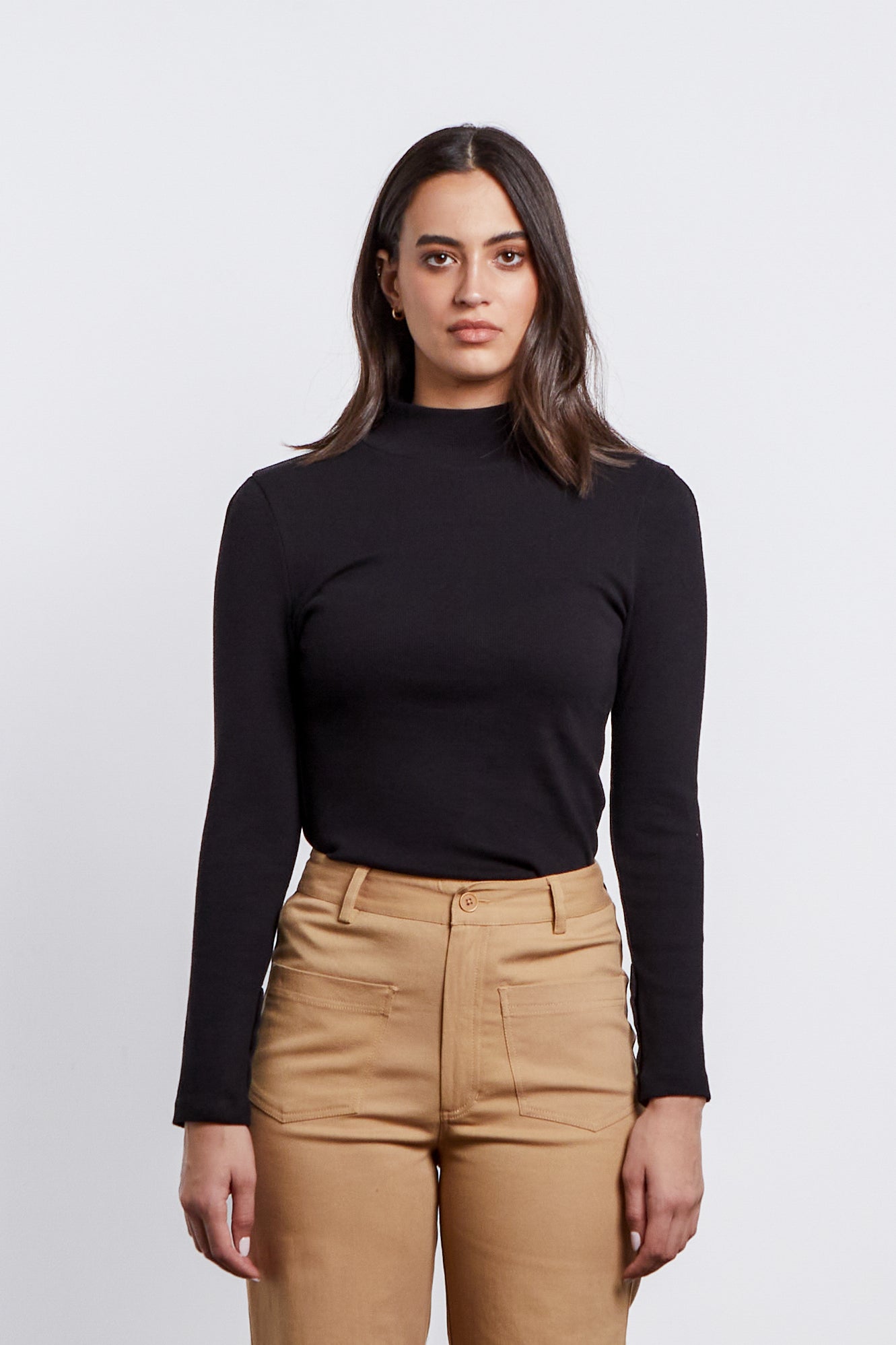 Edison Mock Neck Top - Black