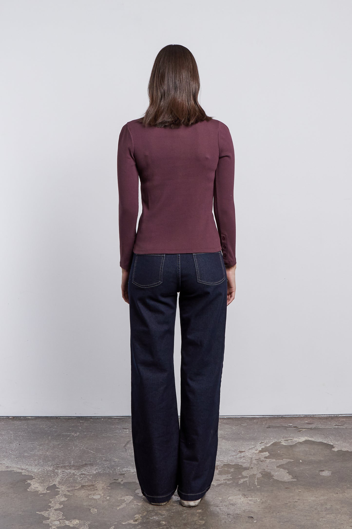 Edison Mock Neck Top - Chestnut/Pinot