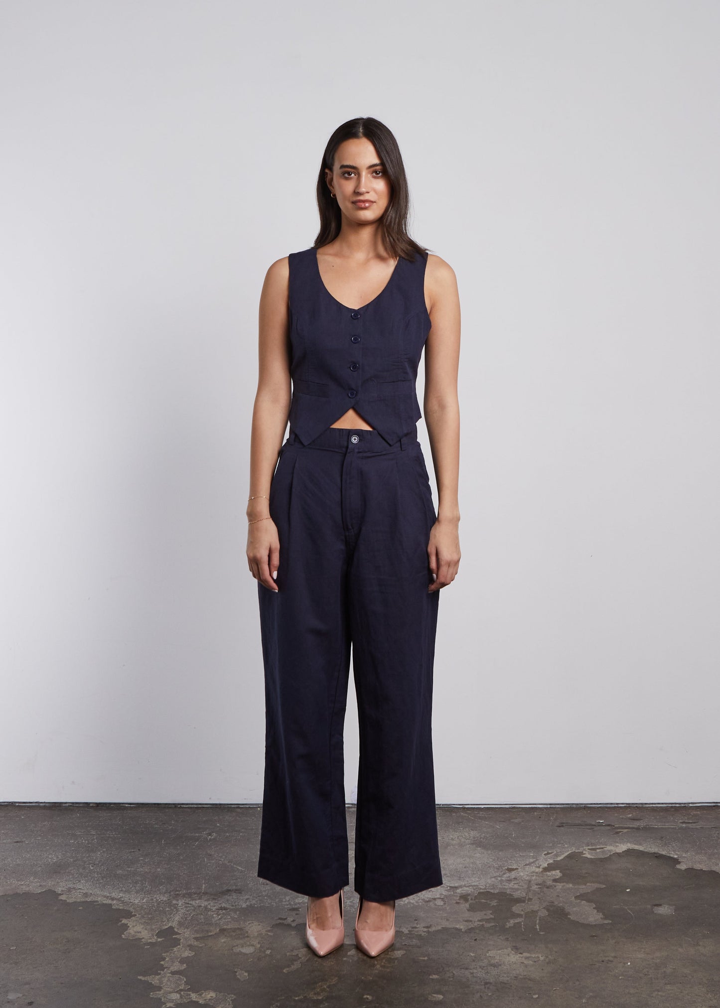 Moore Linen Trousers - Navy