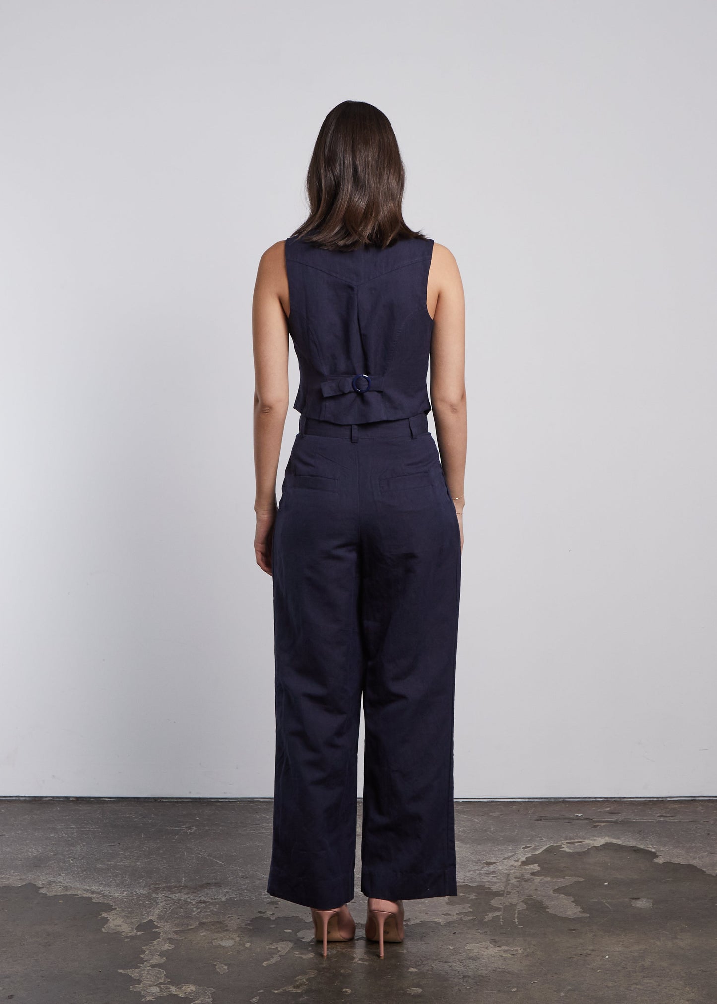 Moore Linen Trousers - Navy