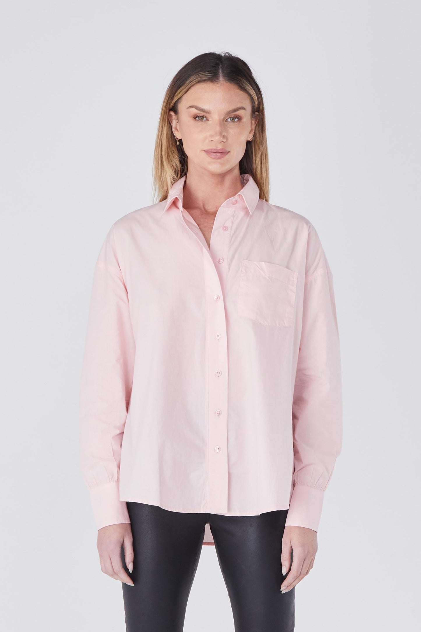 Joliet Oversized Boyfriend Shirt - Rose Quartz