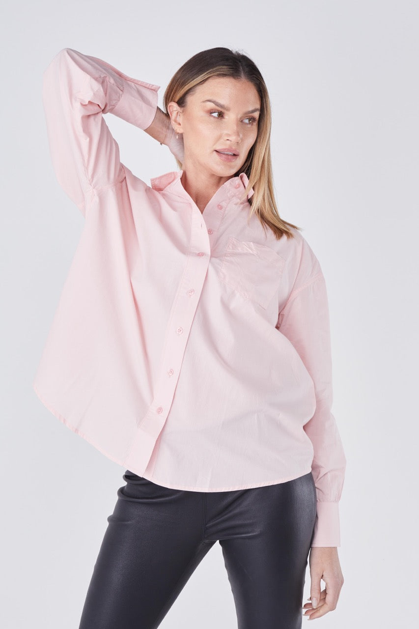 Joliet Oversized Boyfriend Shirt - Rose Quartz