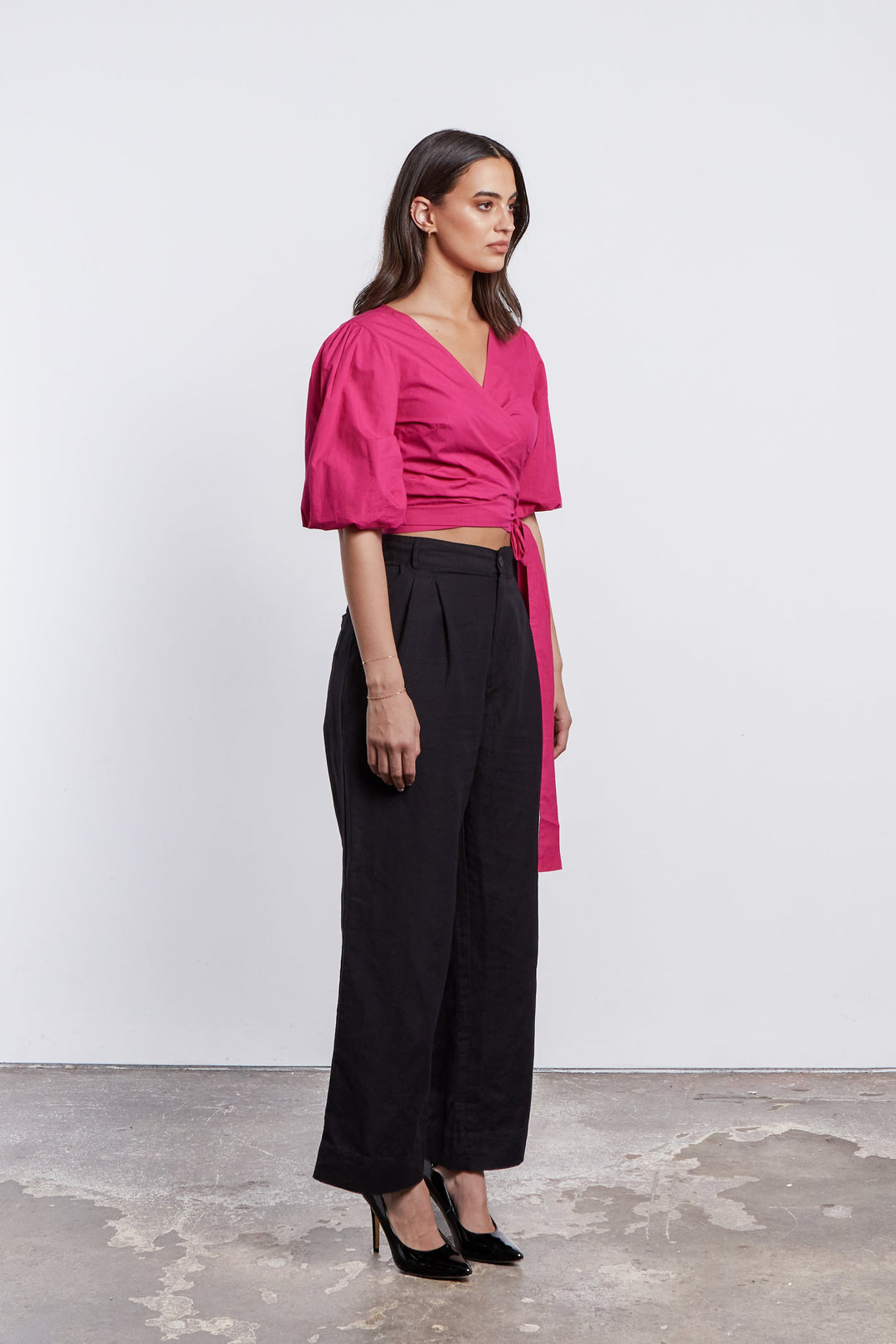 Libby Wrap Top in Dragonfruit