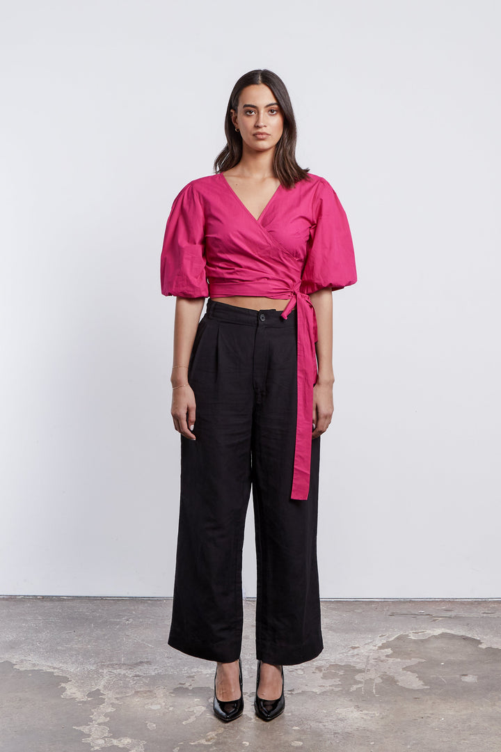 Libby Wrap Top in Dragonfruit