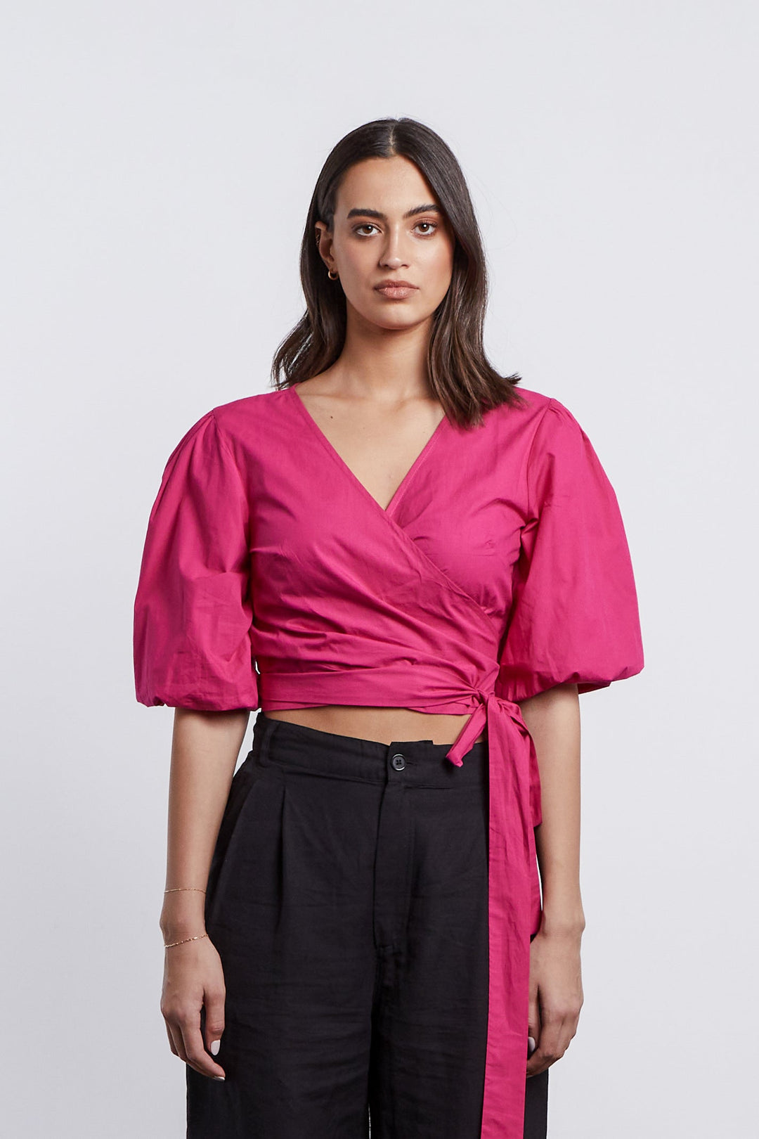 Libby Wrap Top in Dragonfruit