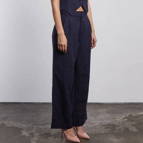 Moore Linen Trousers - Navy