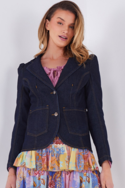 Alison Denim Blazer - Dark Wash